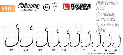Hooks Kujira 590 (BN, offset hooks, pack. 5 items) art.590-BN